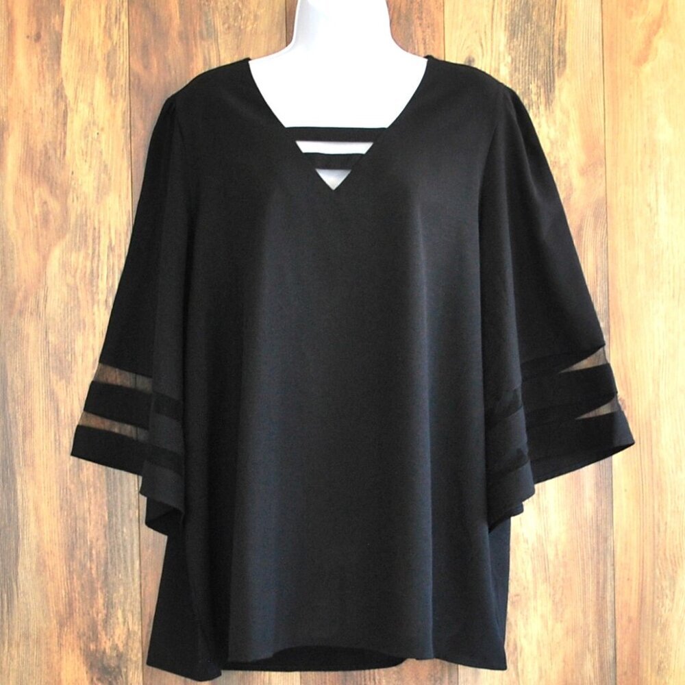 Plus Size Women's Flowy Black Business Casual Blouse 2x